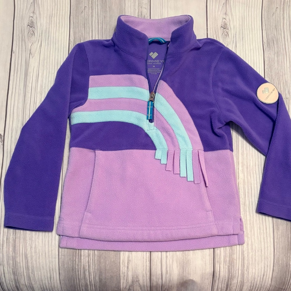 Obermeyer Kids half zip Fleece Jacket  Purple & Lavender Rainbow (M) 4T-5T